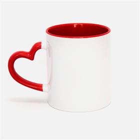 Caneca Porcelana Alça Coração 325ml - CN72